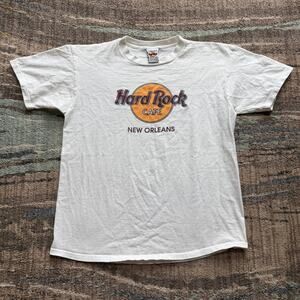 Men's Vintage Hard Rock Cafe New Orleans Louisiana White Logo Tee Shirt Sz Large
